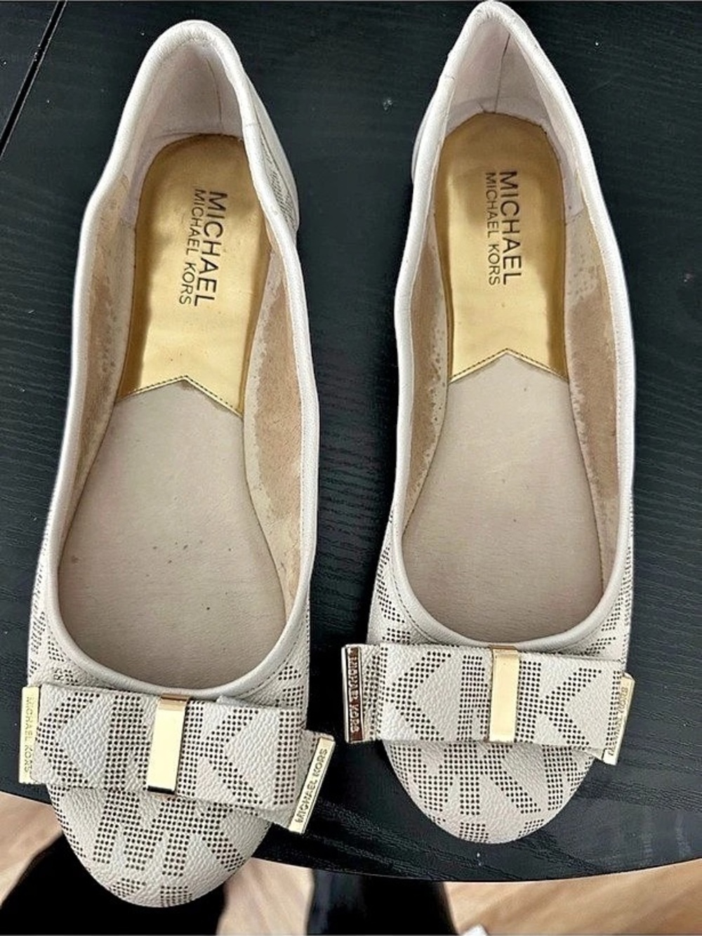Michael Kors Fulton Studded Logo Moccasin Flats White